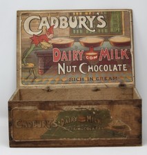 Vintage Cadbury’s Dairy Milk Nut Chocolate Wooden Advertising Shop Display Box