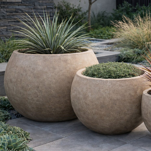 28cm rustic bowl planter round - 28cm,