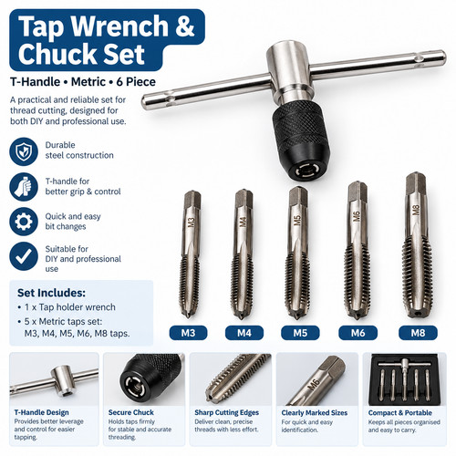 Tap wrench chuck set tool - tap, &