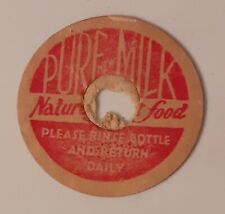 circa 1950's / 1960's Card Advertising Milk Bottle Top Cap - Pure New Milk