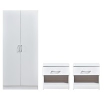White 2 Door Double Wardrobe &
