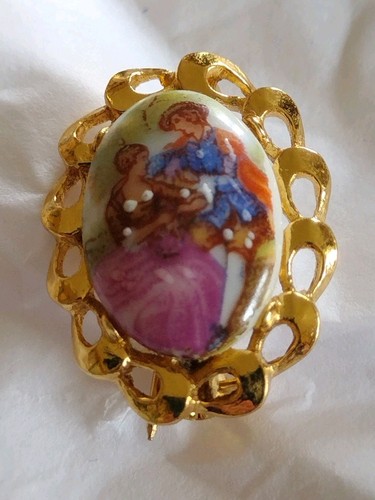 Limoges porcelain brooch - porcelain,