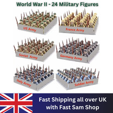 World War 2 Toy Soldiers 24 Mini Figures & Rifles Army Table Present Toy Kids