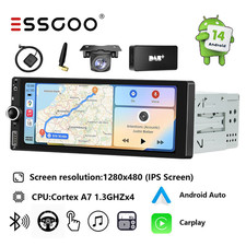 6.86" Touch Screen Bluetooth Android14 Car Stereo Single DIN 4+64 Head Unit DAB+