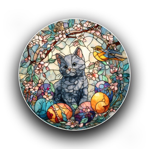 Russian blue cat - easter, eggs
