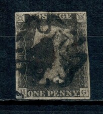 GB 1840 1d Grey-Black Plate 7  HG Stage 2 O Flaw 4 Margins Used with Crease