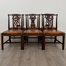 Antique 19th Century Set Of 6 Chippendale Style Dining Chairs ( REF AF-4282