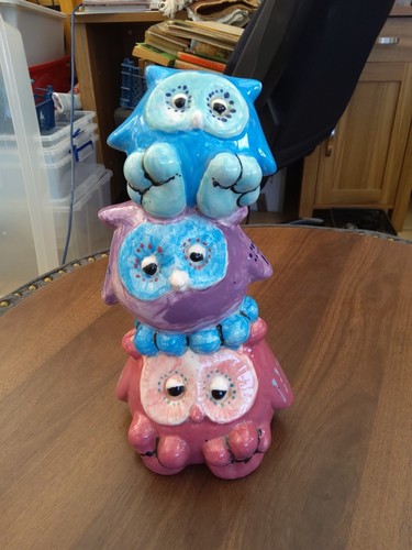 Stacked owl totem figurine - totem,