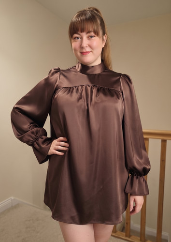 Brown smock oversized satin