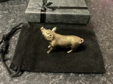 Lucky Miniature Brass Pig Collectable Pouch Pets Ornaments, Gift Box 5cm