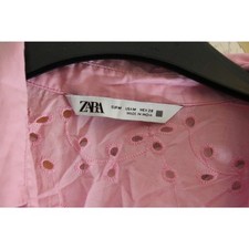 Zara Women’s Pink Eyelet Embroidered Button-Up Shirt – Size M (UK 10–12)