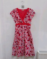 Debenhams Sun Dress/Tea Dress Size 12 UK Holiday Pink Multicolour Floral Cotton
