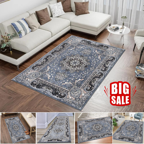 Grey luxury traditional rug - grey,