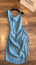 VIVIENNE WESTWOOD RUNWAY Asymmetric Silk Midi Dress UK 8 Blue Christmas New Year