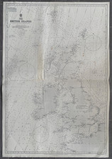 1913 (1943) Antique Map; Admiralty Chart 2. The British Isles