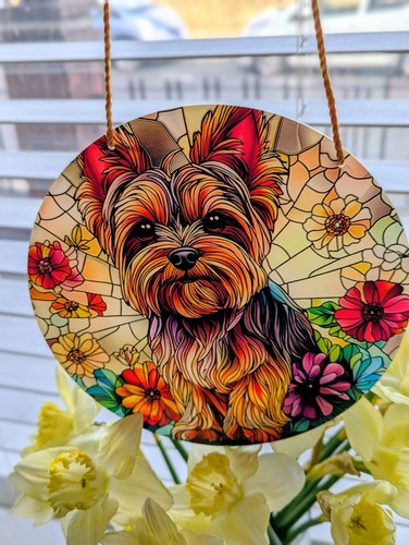 Suncatcher with cute yorkshire - suncatcher,