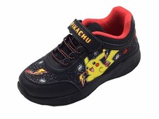 Boys Pokemon Trainers Pikachu Black Red Rip Tape Strap Size 10-3 Solid Sole Girl