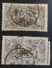 GB. KGV. 2 x 2/6 Seahorses (Bradbury Wilkinson) with "I & R M" perfin. Used.