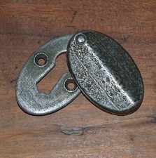 Rustic Key Hole covered escutcheon in Dark Pewter Finish Wrought Iron (VF76)