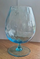Vase Brandy Snifter Shape. Optic Fluted Blue Glass. 