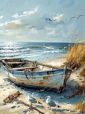 Beach rowboat seascape - beach,
