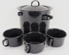 Black Enamel Camping Set Pots