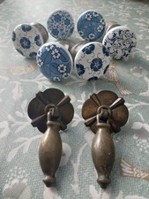 Antique Brass & Modern Ceramic Door Knob/pull Bundle