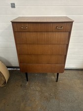 Vintage Mid Century Avalon Yatton Bee Hive Waterfall Chest of 5 Drawers