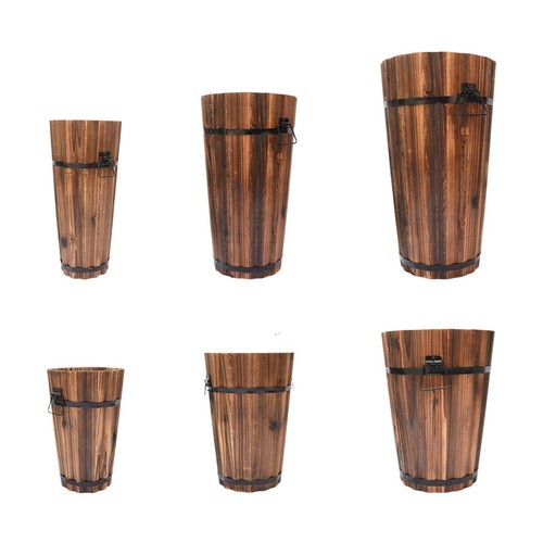 Wood bucket planter flower - wood,