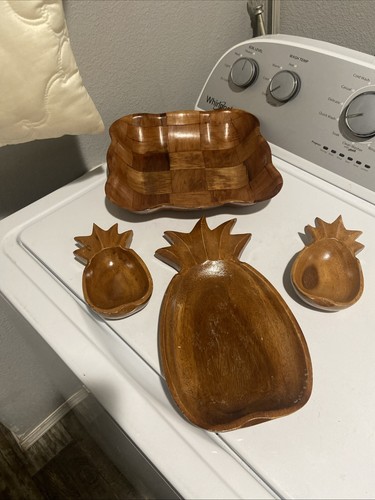 Set three pineapple wood - set,