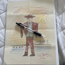 Reg Kray Signed A4 Drawing Of A Cowboy