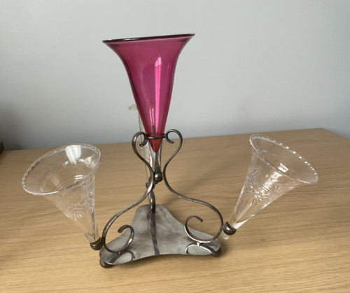 Antique epergne cranbery - epergne,