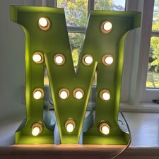 Bright Green Vintage Marquee ‘M’ Light 30cm