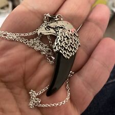 American Silver Eagle Pendant With Black Horn & Necklace