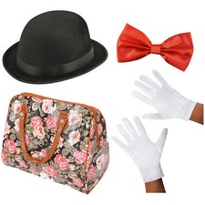 MAGICAL NANNY ACCESSORY SET WORLD BOOK DAY BAG HAT BOW GLOVES FANCY DRESS