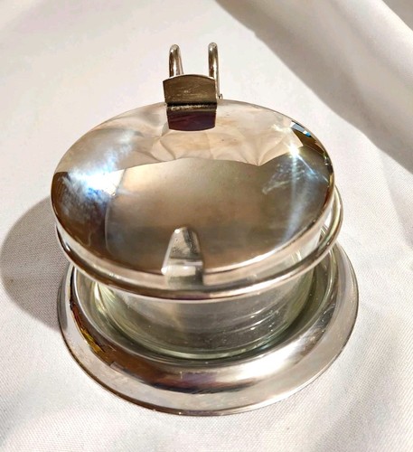 Lidded clear glass open salt - clear,