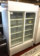 Prodis Upright Double Glass Sliding Door Display Fridge 1200Lt Light Canopy