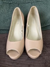 Beige Nude Peep-Toe Heels / Size 5 / Tesco 