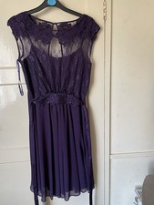  Coast Ladies Purple Lace Chiffon Dress Sleeveless New