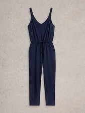 White Stuff Jersey Jumpsuit Women's Drawstring Sleeveless V Neck Ladies Outfit