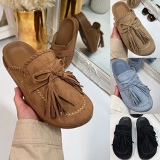 Womens Suede Mule Loafers