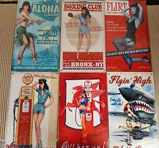 Pin Up Retro Metal Signs 8" x