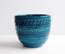 Vintage BITOSSI Rimini Blue Mid Century Italian Art Pottery Planter/Vase 18 cm