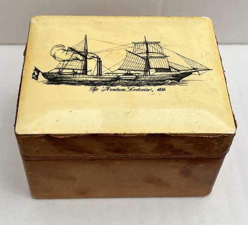 Vintage italian wood leather - wood, &