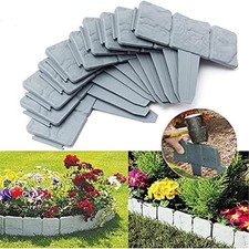 Lawn Border Edge Fence Pack of 10 Plastic Stone Effect Edging Picket Garden NEU
