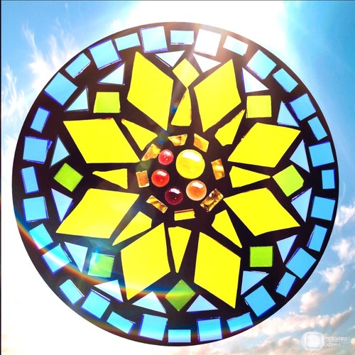 Make stained glass mosaic - a,