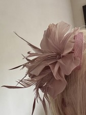 Dusky Pink Feather Fascinator Hair Clip Ladies Day Races Wedding