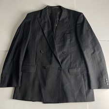 Jaeger Vintage Mens Grey Black Double Breasted Blazer Suit Jacket Size 52R