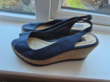 Womens navy wedge heel open - navy,