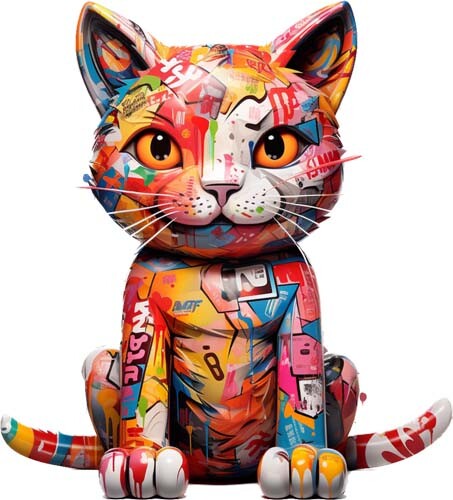 Colourful mandala kitten cat - colourful,